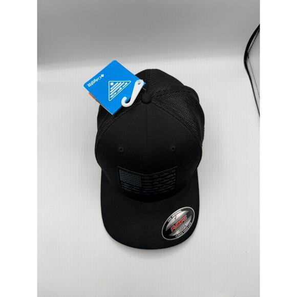 NEW Columbia PFG Flex Fit Mesh Fishing Ball Cap Black OSFM Flag Graphic - Picture 9 of 9